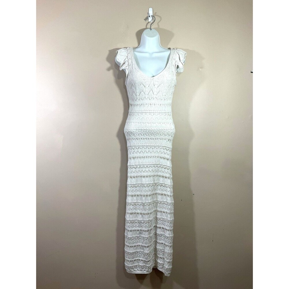 Freshman 1996 Crochet Maxi Dress XS Cream Boho Fairy Festival Coastal Hippie